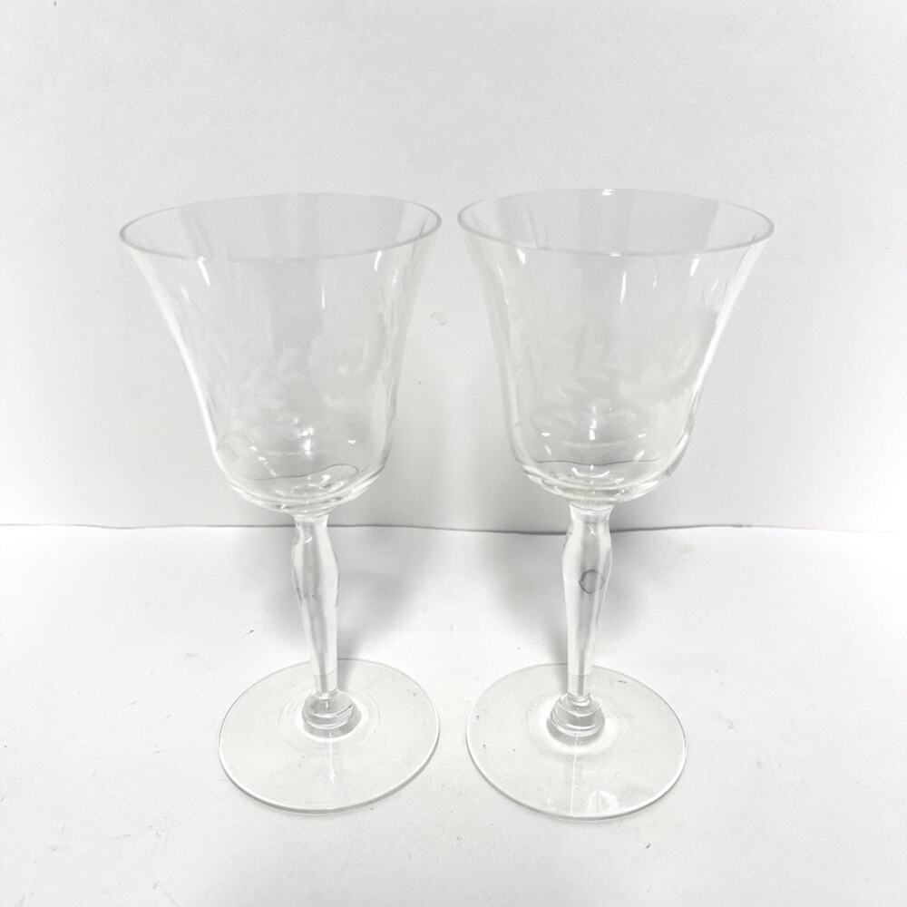 Vintage Flemington Carol Collection Etched 6” Liqueur Cordial Wine Glasses
